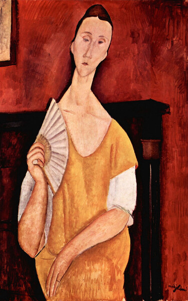 Modigliani - Portrait of Lunia Czechowska with fan by Modigliani